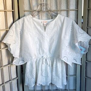 Cat & Jack white embroidery eyelet new girls top 6/6X